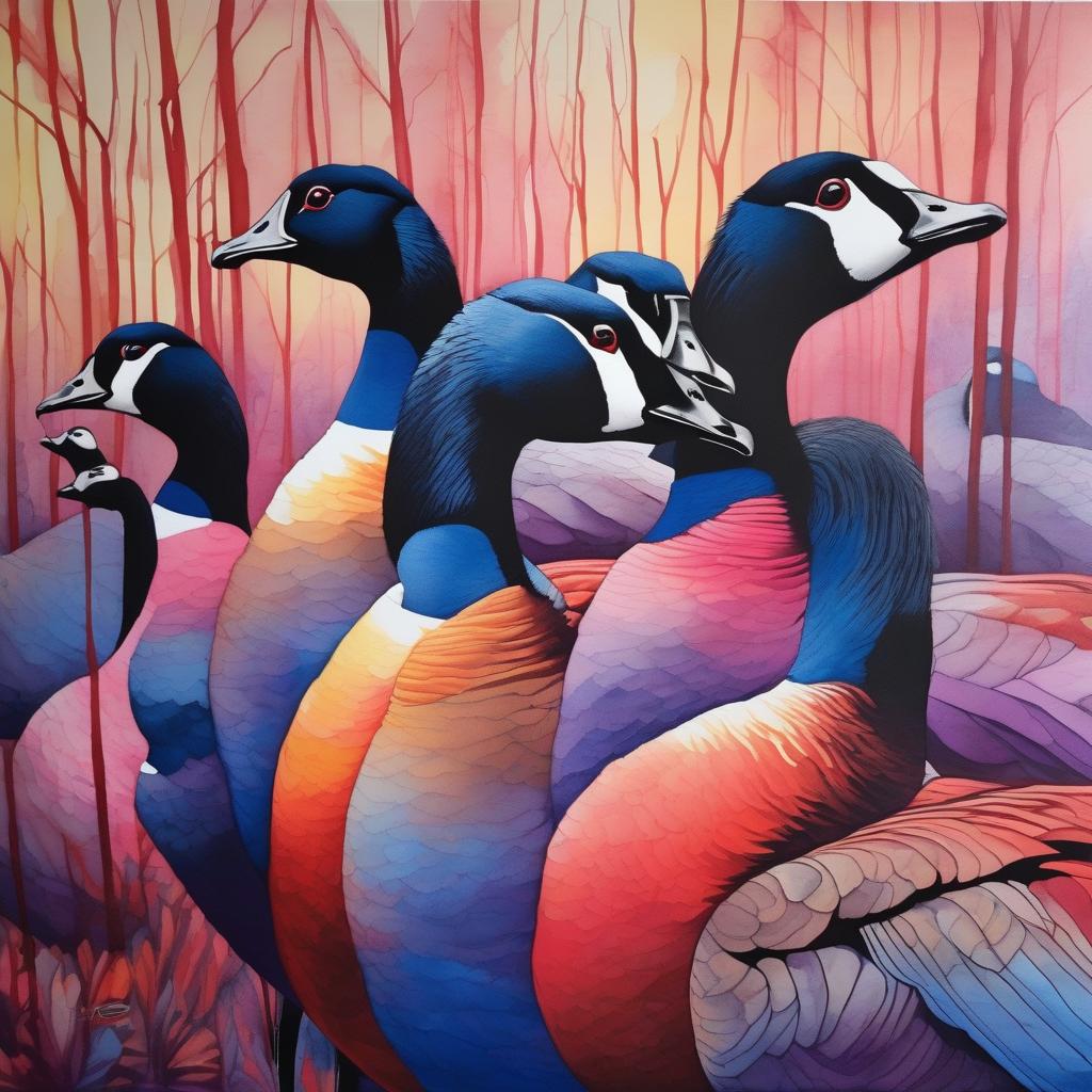 Huddled Canadian Geese